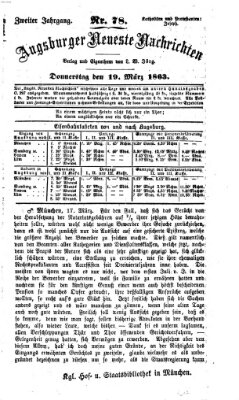 Augsburger neueste Nachrichten Donnerstag 19. März 1863