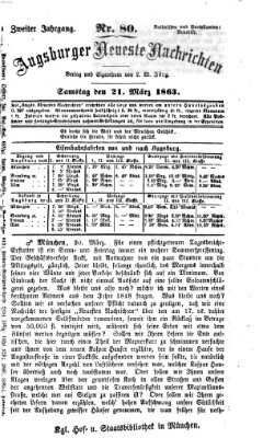 Augsburger neueste Nachrichten Samstag 21. März 1863