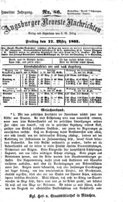 Augsburger neueste Nachrichten Freitag 27. März 1863