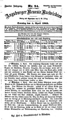 Augsburger neueste Nachrichten Sonntag 5. April 1863