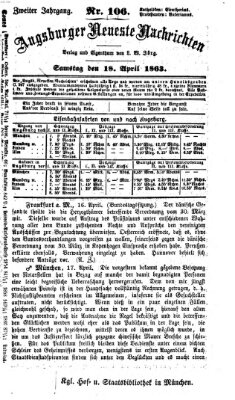 Augsburger neueste Nachrichten Samstag 18. April 1863