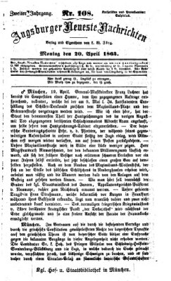 Augsburger neueste Nachrichten Montag 20. April 1863