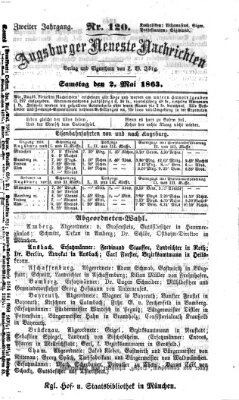 Augsburger neueste Nachrichten Samstag 2. Mai 1863