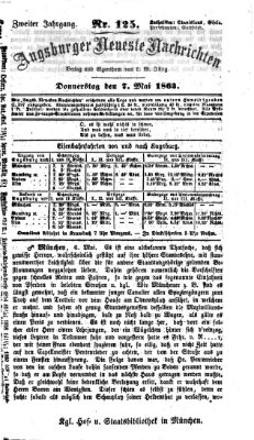 Augsburger neueste Nachrichten Donnerstag 7. Mai 1863