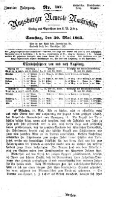 Augsburger neueste Nachrichten Samstag 30. Mai 1863