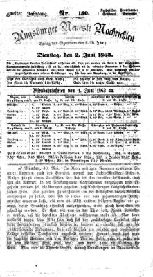 Augsburger neueste Nachrichten Dienstag 2. Juni 1863