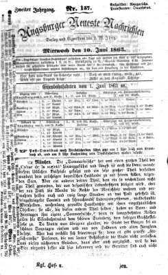 Augsburger neueste Nachrichten Mittwoch 10. Juni 1863