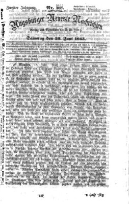 Augsburger neueste Nachrichten Samstag 20. Juni 1863