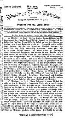 Augsburger neueste Nachrichten Montag 22. Juni 1863