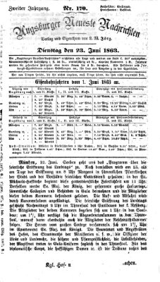 Augsburger neueste Nachrichten Dienstag 23. Juni 1863