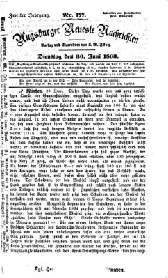 Augsburger neueste Nachrichten Dienstag 30. Juni 1863