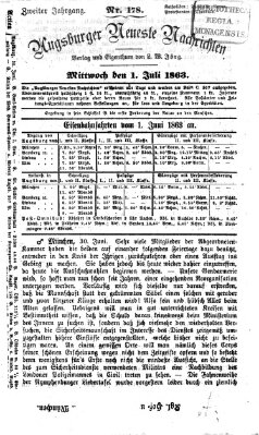 Augsburger neueste Nachrichten Mittwoch 1. Juli 1863