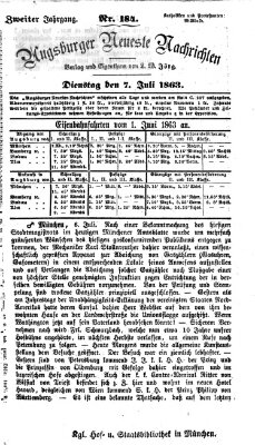 Augsburger neueste Nachrichten Dienstag 7. Juli 1863