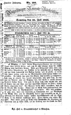 Augsburger neueste Nachrichten Samstag 18. Juli 1863