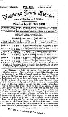 Augsburger neueste Nachrichten Dienstag 21. Juli 1863