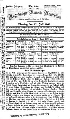 Augsburger neueste Nachrichten Montag 27. Juli 1863