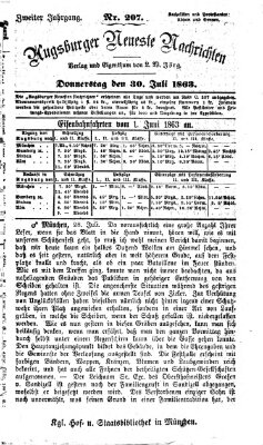 Augsburger neueste Nachrichten Donnerstag 30. Juli 1863