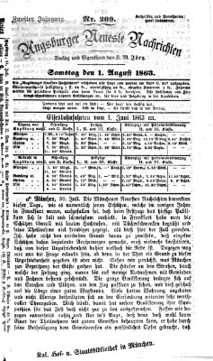 Augsburger neueste Nachrichten Samstag 1. August 1863