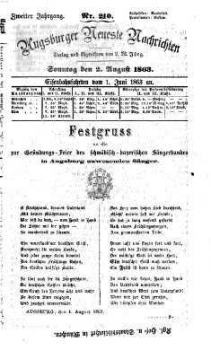 Augsburger neueste Nachrichten Sonntag 2. August 1863