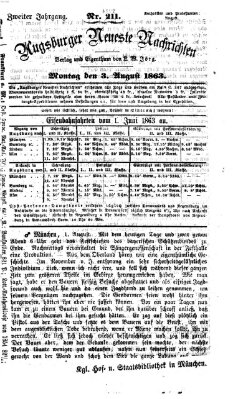 Augsburger neueste Nachrichten Montag 3. August 1863