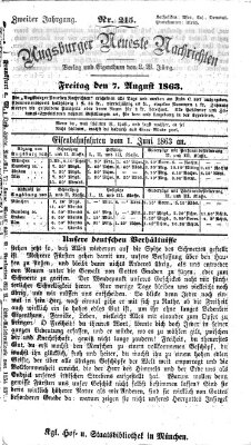 Augsburger neueste Nachrichten Freitag 7. August 1863