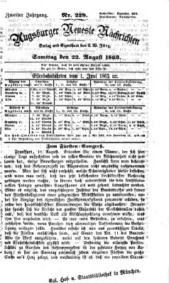 Augsburger neueste Nachrichten Samstag 22. August 1863