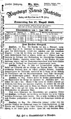 Augsburger neueste Nachrichten Donnerstag 27. August 1863