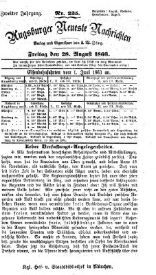 Augsburger neueste Nachrichten Freitag 28. August 1863