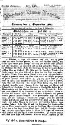 Augsburger neueste Nachrichten Sonntag 6. September 1863