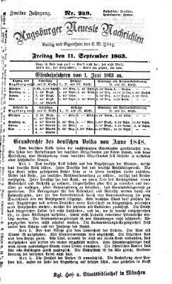 Augsburger neueste Nachrichten Freitag 11. September 1863