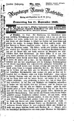 Augsburger neueste Nachrichten Donnerstag 17. September 1863