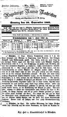 Augsburger neueste Nachrichten Sonntag 20. September 1863