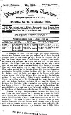 Augsburger neueste Nachrichten Dienstag 22. September 1863