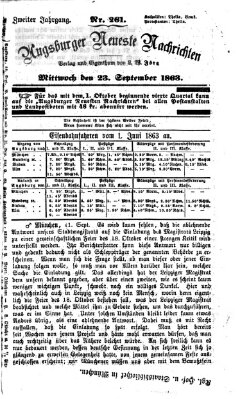 Augsburger neueste Nachrichten Mittwoch 23. September 1863