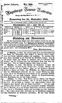 Augsburger neueste Nachrichten Donnerstag 24. September 1863