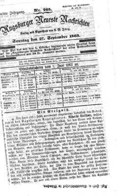 Augsburger neueste Nachrichten Sonntag 27. September 1863