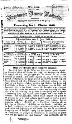 Augsburger neueste Nachrichten Donnerstag 1. Oktober 1863