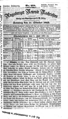 Augsburger neueste Nachrichten Sonntag 11. Oktober 1863