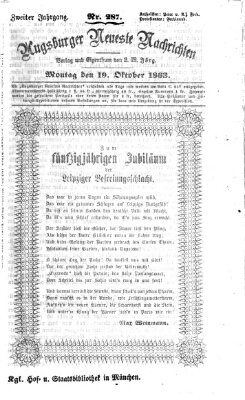 Augsburger neueste Nachrichten Montag 19. Oktober 1863