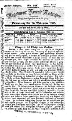 Augsburger neueste Nachrichten Donnerstag 12. November 1863