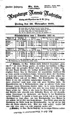 Augsburger neueste Nachrichten Freitag 20. November 1863