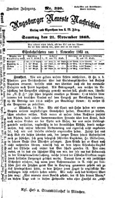 Augsburger neueste Nachrichten Samstag 21. November 1863