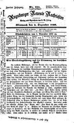 Augsburger neueste Nachrichten Mittwoch 2. Dezember 1863