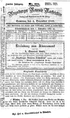 Augsburger neueste Nachrichten Samstag 5. Dezember 1863