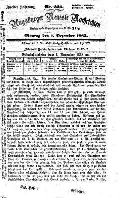 Augsburger neueste Nachrichten Montag 7. Dezember 1863