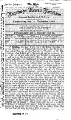 Augsburger neueste Nachrichten Donnerstag 17. Dezember 1863