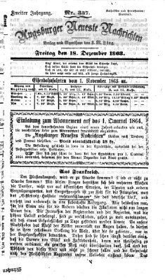 Augsburger neueste Nachrichten Freitag 18. Dezember 1863