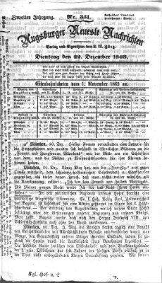 Augsburger neueste Nachrichten Dienstag 22. Dezember 1863