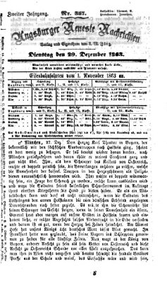 Augsburger neueste Nachrichten Dienstag 29. Dezember 1863