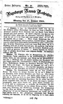 Augsburger neueste Nachrichten Montag 11. Januar 1864